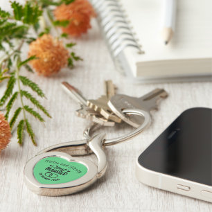 55th Wedding Anniversary Custom Names Emerald Keychain