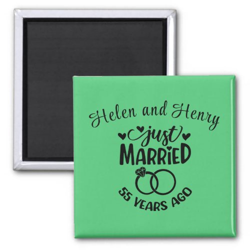 55th Wedding Anniversary Custom Names Emerald Magnet