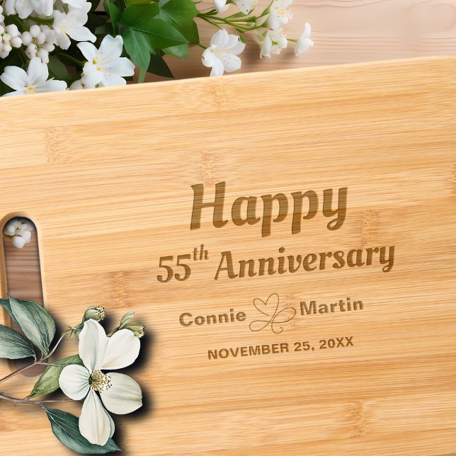 55th Wedding Anniversary Elegant Engraved Cutting Board (Creator Uploaded)