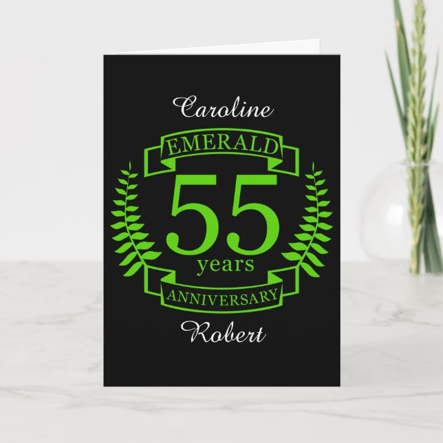 55th Wedding ANNIVERSARY EMERALD Card (Front)
