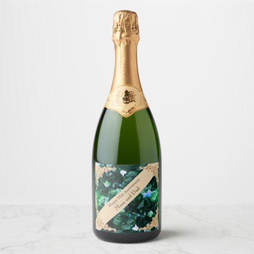 55th Wedding Anniversary Emerald Card Sparkling Wine Label