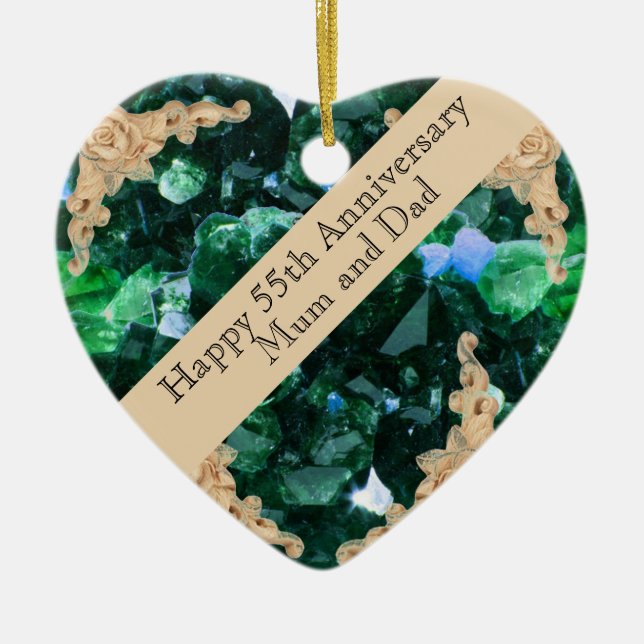 55th Wedding Anniversary Emerald  Ceramic Ornament (Front)