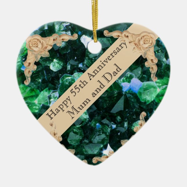 55th Wedding Anniversary Emerald   Ceramic Ornament (Front)