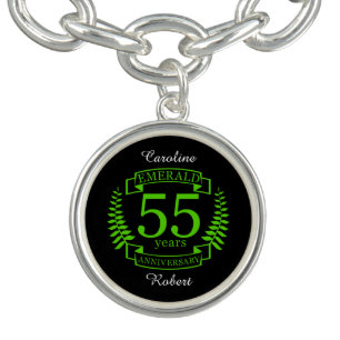55th Wedding ANNIVERSARY EMERALD Charm Bracelet