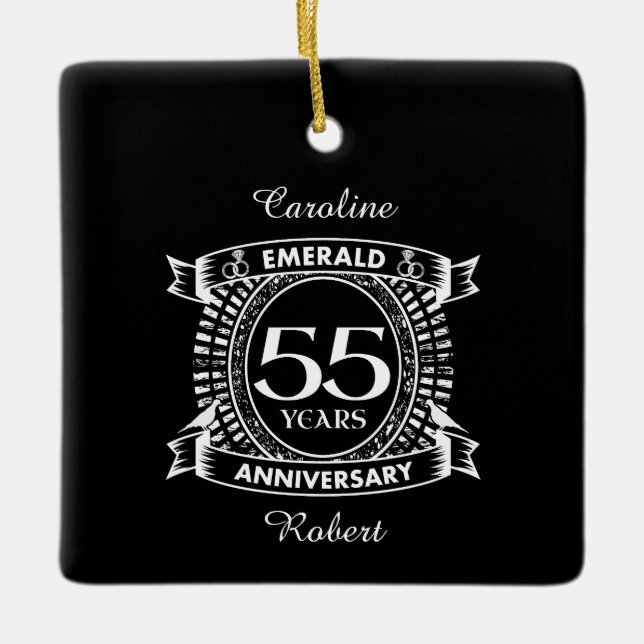 55th wedding anniversary emerald crest ceramic ornament (Front)