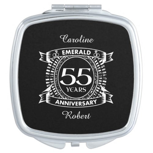 55th wedding anniversary emerald crest compact mirror