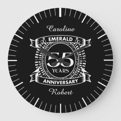55th wedding anniversary emerald crest large clock