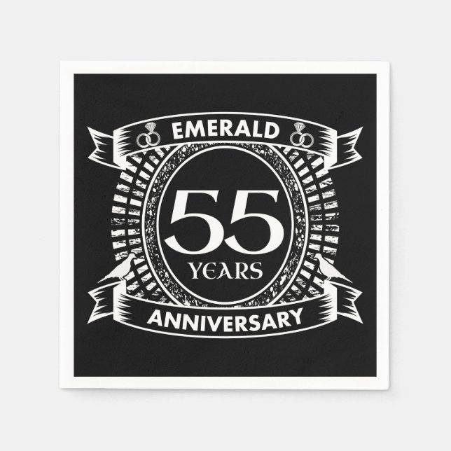 55th wedding anniversary emerald crest napkins (Front)