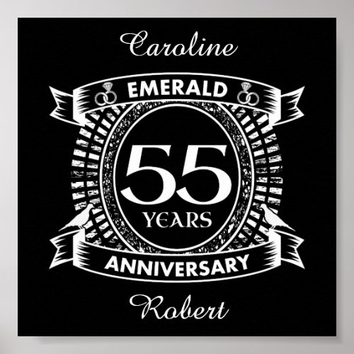 55th wedding anniversary emerald crest poster