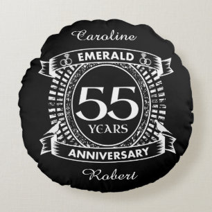 55th wedding anniversary emerald crest round pillow