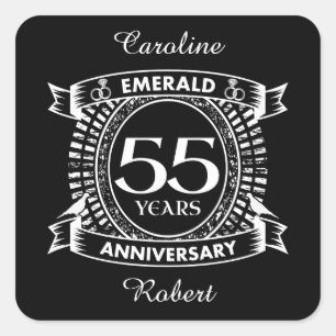 55th wedding anniversary emerald crest square sticker