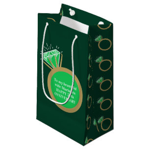 55th wedding Anniversary emerald gold ring Small Gift Bag