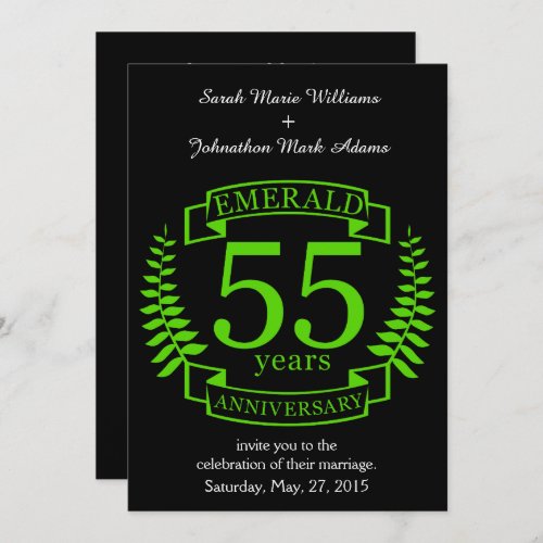 55th Wedding ANNIVERSARY EMERALD Invitation
