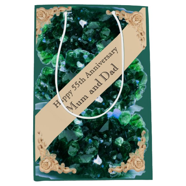 55th Wedding Anniversary Emerald Medium Gift Bag (Front)