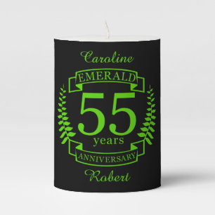 55th Wedding ANNIVERSARY EMERALD Pillar Candle