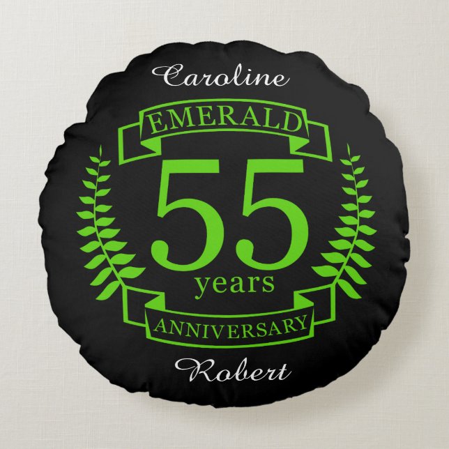 55th Wedding ANNIVERSARY EMERALD Round Pillow (Front)