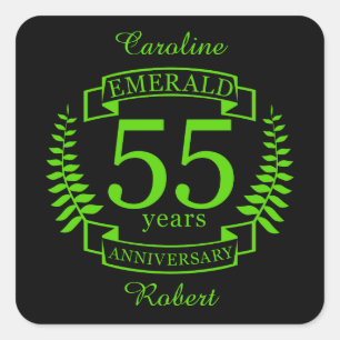 55th Wedding ANNIVERSARY EMERALD Square Sticker