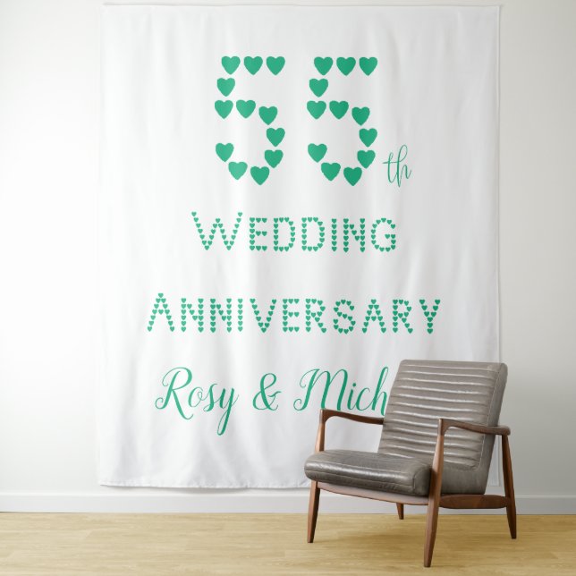 55th Wedding Anniversary Emerald Wedding Add Names Tapestry (In Situ)