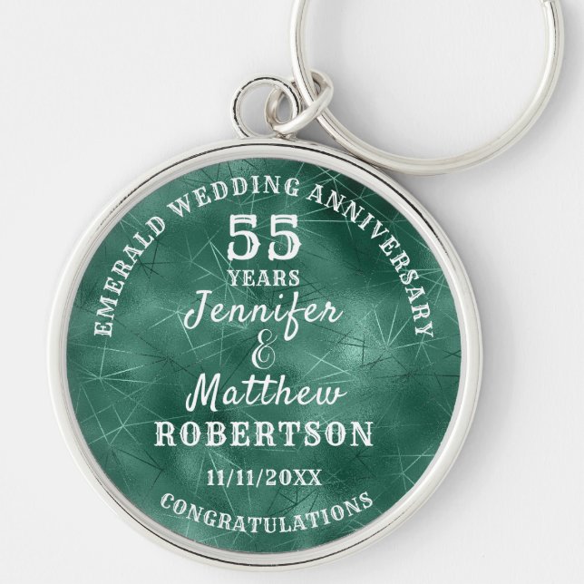 55th WEDDING ANNIVERSARY Emerald Wedding Editable Keychain (Front)