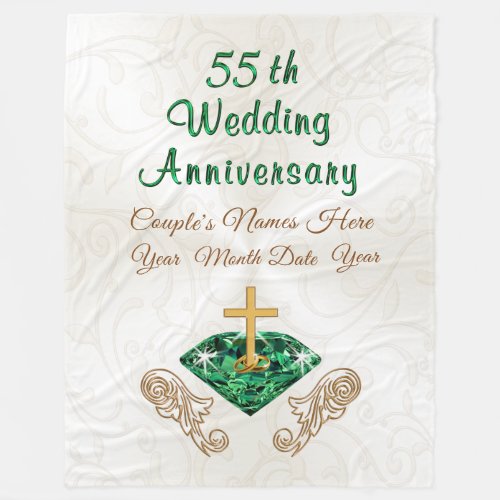 55th Wedding Anniversary Gift Personalized Blanket