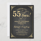 55th Wedding Anniversary - Gold Chalkboard Invitation (Front)