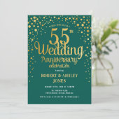 55th Wedding Anniversary - Green & Gold Invitation (Standing Front)