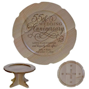 55th Wedding Anniversary Hearts Maple Cake Stand