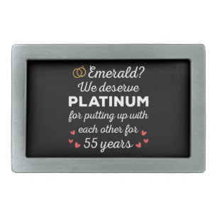 55th Wedding Anniversary I - Emerald Funny Couple Belt Buckle