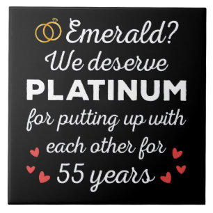 55th Wedding Anniversary I - Emerald Funny Couple Ceramic Tile