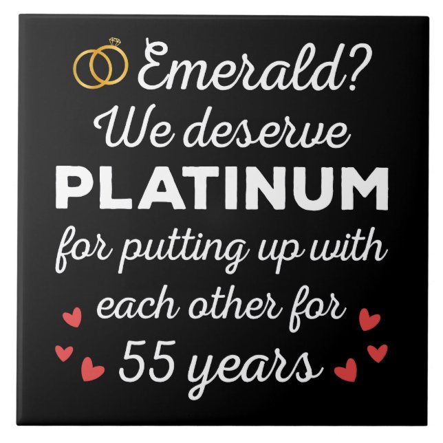 55th Wedding Anniversary I - Emerald Funny Couple Ceramic Tile (Front)