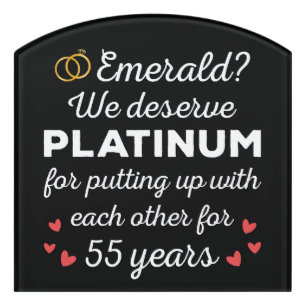55th Wedding Anniversary I - Emerald Funny Couple Door Sign