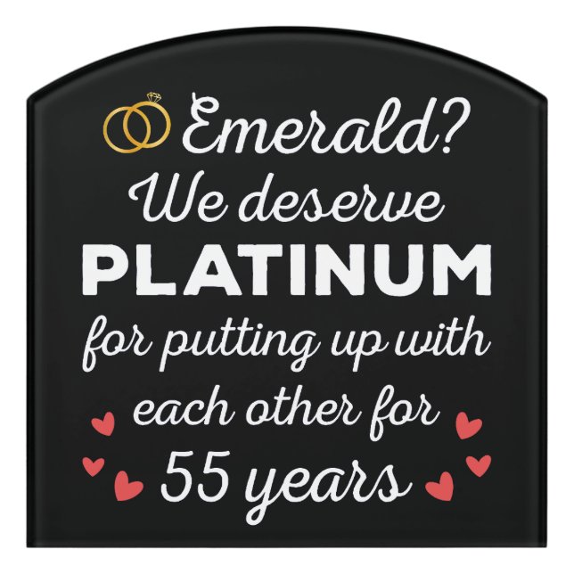55th Wedding Anniversary I - Emerald Funny Couple Door Sign (Contour Front)