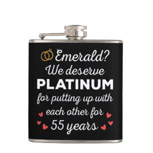 55th Wedding Anniversary I - Emerald Funny Couple Flask