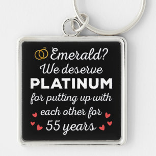 55th Wedding Anniversary I - Emerald Funny Couple Keychain