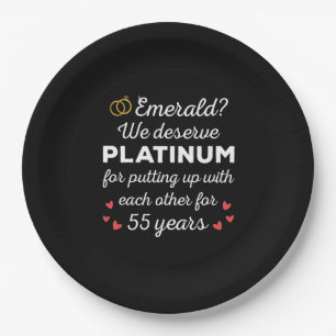 55th Wedding Anniversary I - Emerald Funny Couple Paper Plates