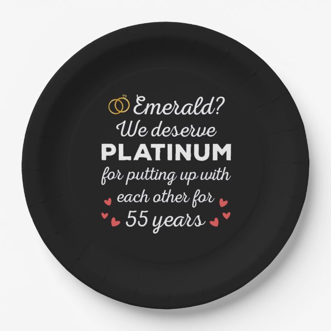 55th Wedding Anniversary I - Emerald Funny Couple Paper Plates (Front)