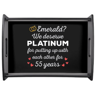55th Wedding Anniversary I - Emerald Funny Couple Serving Tray