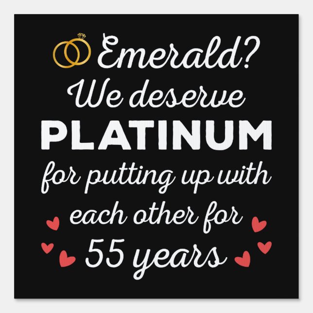 55th Wedding Anniversary I - Emerald Funny Couple Sign (Front)