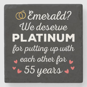 55th Wedding Anniversary I - Emerald Funny Couple Stone Coaster