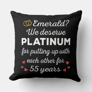 55th Wedding Anniversary I - Emerald Funny Couple Throw Pillow