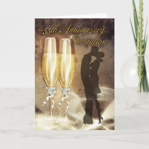 55th Wedding Anniversary Invitation Card _ Champag