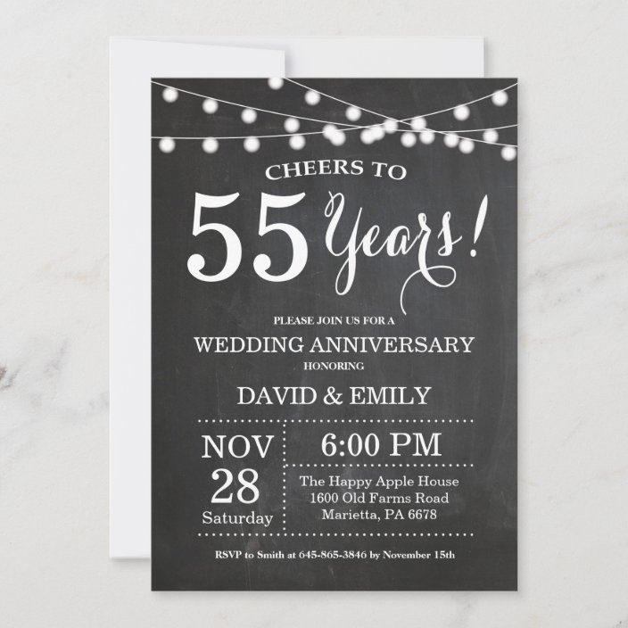 55th Wedding Anniversary Invitation Chalkboard | Zazzle.com