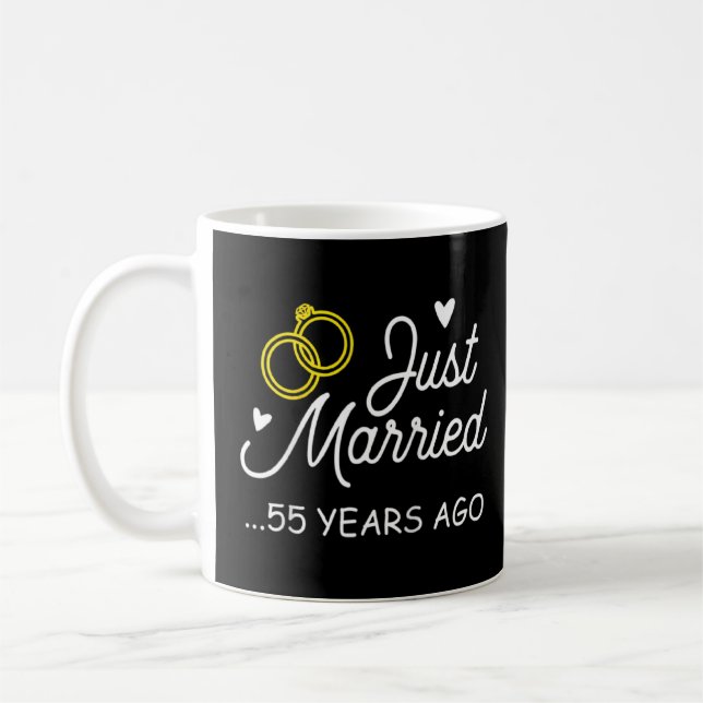 55th Wedding Anniversary Just Married 55 Years Ago Coffee Mug (Left)