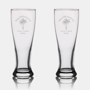 55th Wedding Anniversary Palm Trees Pilsner Glass