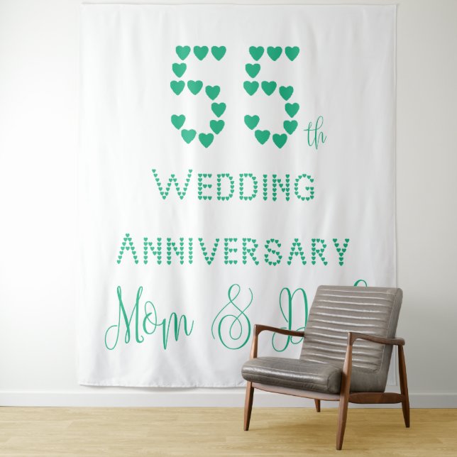 55th Wedding Anniversary Parents Emerald Wedding Tapestry (In Situ)