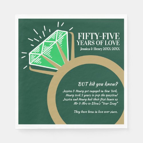 55th wedding anniversary party fun facts  napkins