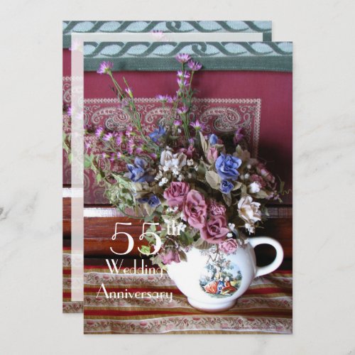 55th Wedding Anniversary Party Vintage Teapot Invitation