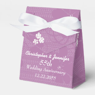 55th Wedding Anniversary Pastel Purple Floral Favor Boxes