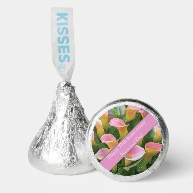 55th Wedding Anniversary Pink Calla Lily Hershey®'s Kisses® (Front)