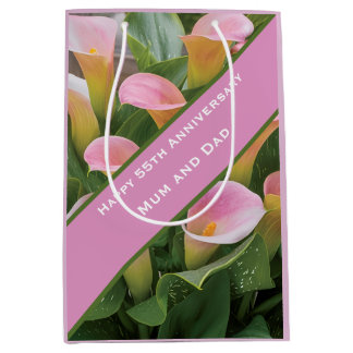 55th Wedding Anniversary Pink Calla Lily Medium Gift Bag